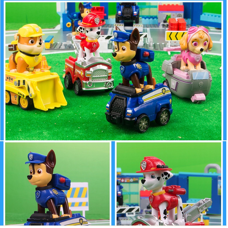 Mô hình xe cứu hộ pawpatrol chú chó cứu hộ nhân vật Rubble xe đồ chơi trẻ em bằng nhựa