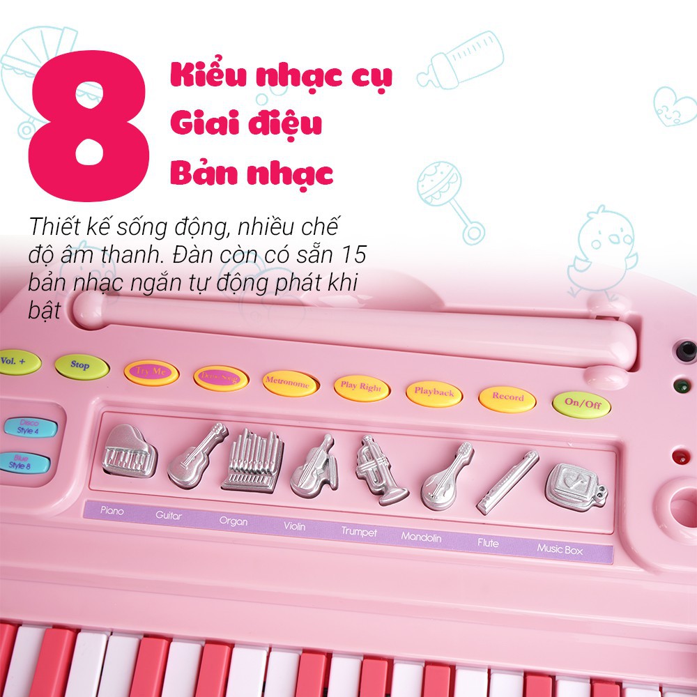 Đồ chơi âm nhạc cho bé - Đàn piano cổ điển kèm mic - Winfun - 2045 cho bé từ 3 tuổi trở lên