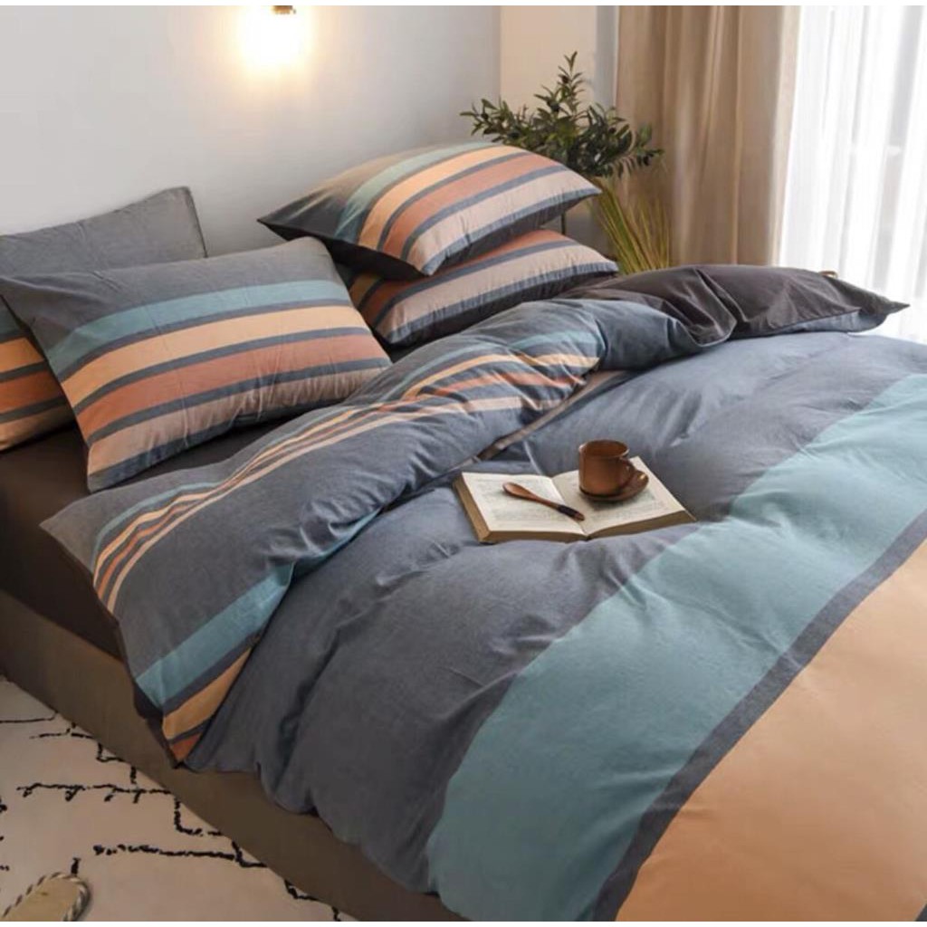 Bộ chăn ga gối drap giường chất cotton poly họa tiết mix màu