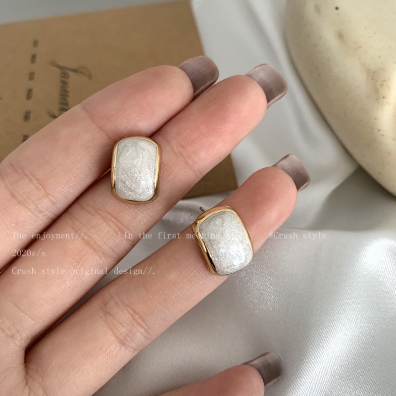 Khuyên tai mạ bạc 925 phong cách Hàn Quốc retro đơn giản thiết kế thời trang