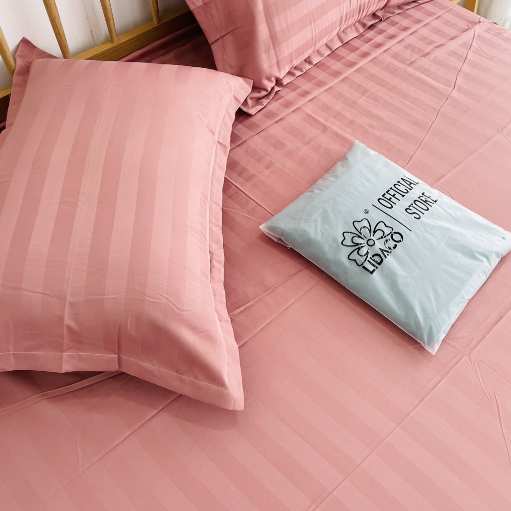 Bộ ga gối cotton kẻ sọc 3f LIDACO ga chuyên dùng khách sạn decor phòng ngủ vintage đủ size nệm | BigBuy360 - bigbuy360.vn