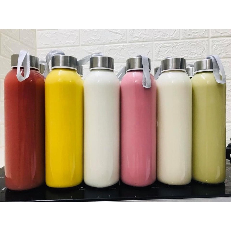 CHAI THUỶ TINH TRƠN DÂY XÁCH 5 MÀU- 500ml