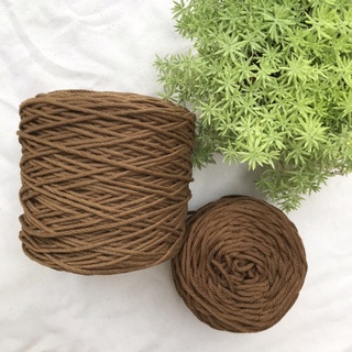 Dây thừng đan Macrame màu Nâu Cafe sợi xoắn size 3.5mm, 5mm