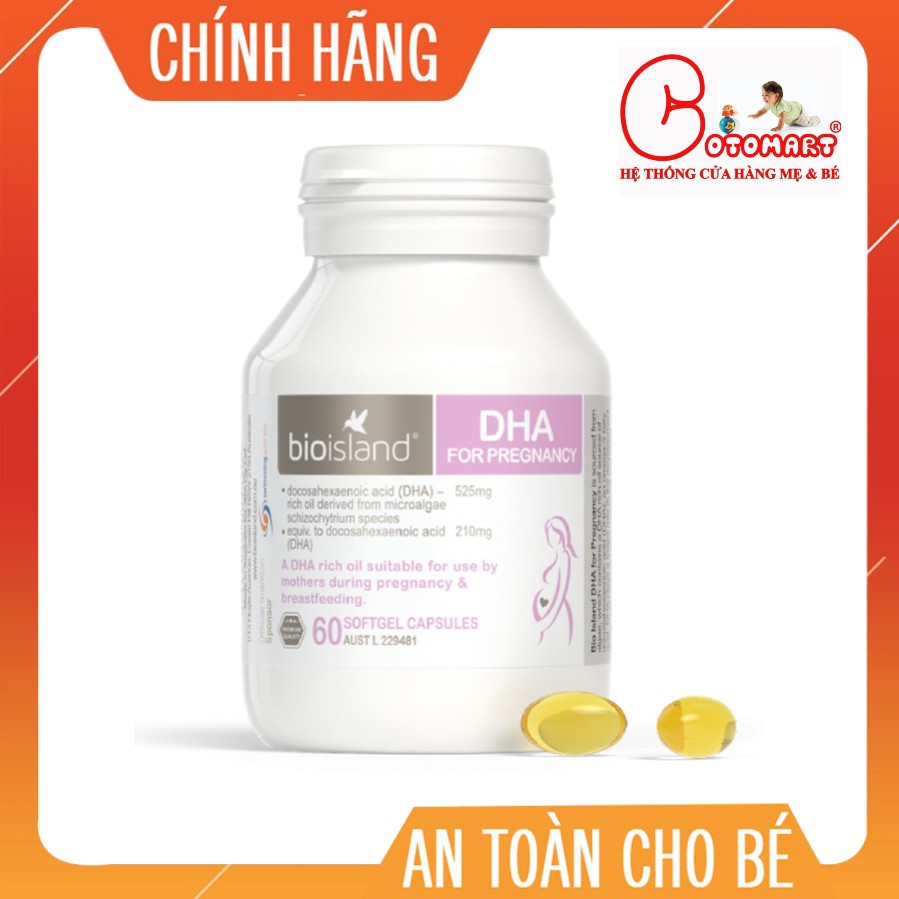 VIÊN UỐNG BỔ SUNG DHA CHO BÀ BẦU BIO ISLAND LỌ 60 VIÊN MẪU MỚI