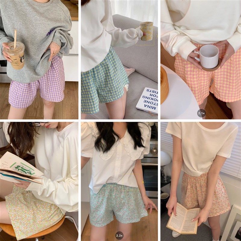 Jiashucheng Hug Quần Short Thể Thao Lưng Cao Ống Rộng Họa Tiết Hoa Thời Trang Mùa Hè Cho Nữ