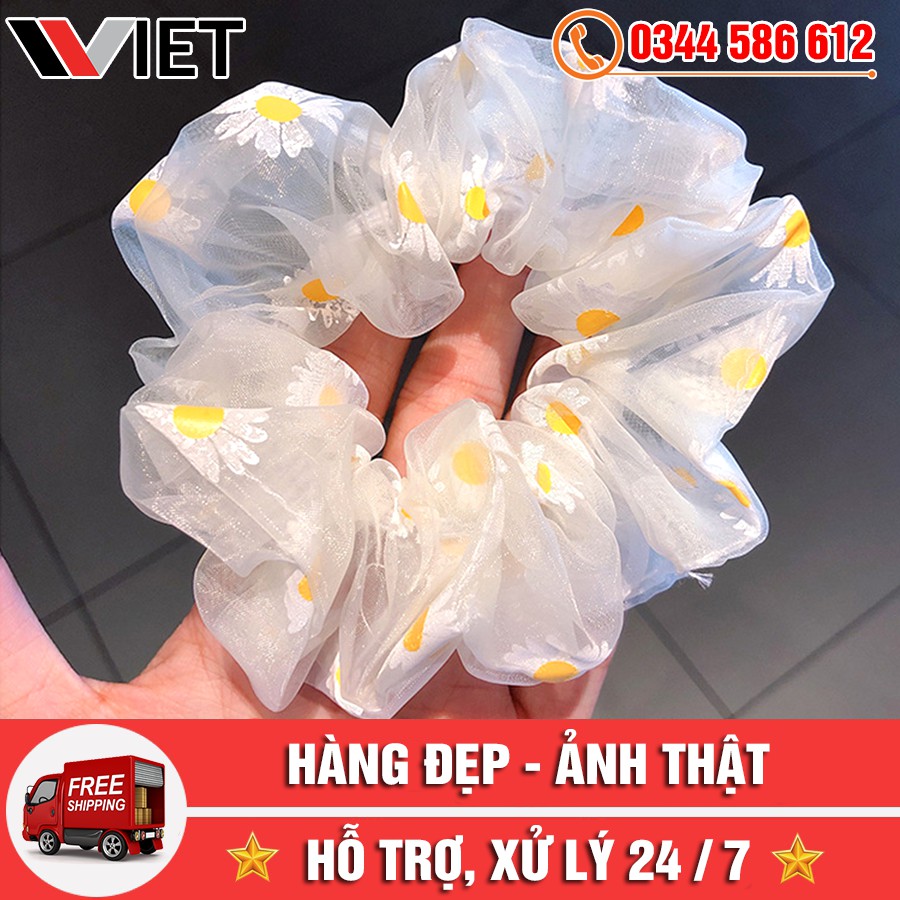 [Mã FAGOGO giảm 12% đơn 99K] [DEAL HOT] Dây Buộc Tóc Scunchies Vải Hoa Cúc Phong Cách Hàn Quốc | BigBuy360 - bigbuy360.vn