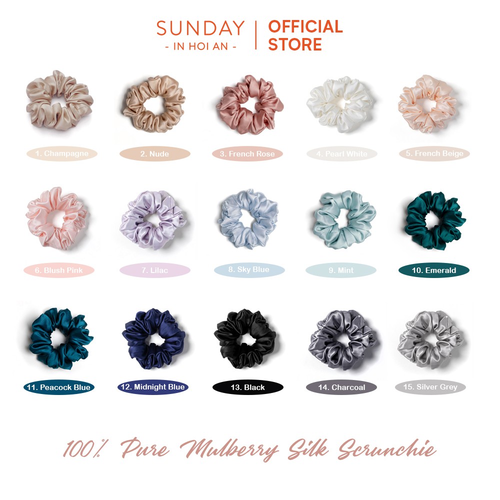 Buộc Tóc Lụa Cao Cấp 100% Mulberry Ngăn Ngừa Xơ Rối Tóc - Size L| Mulberry Silk Hair Scrunchie Size L - SUNDAY