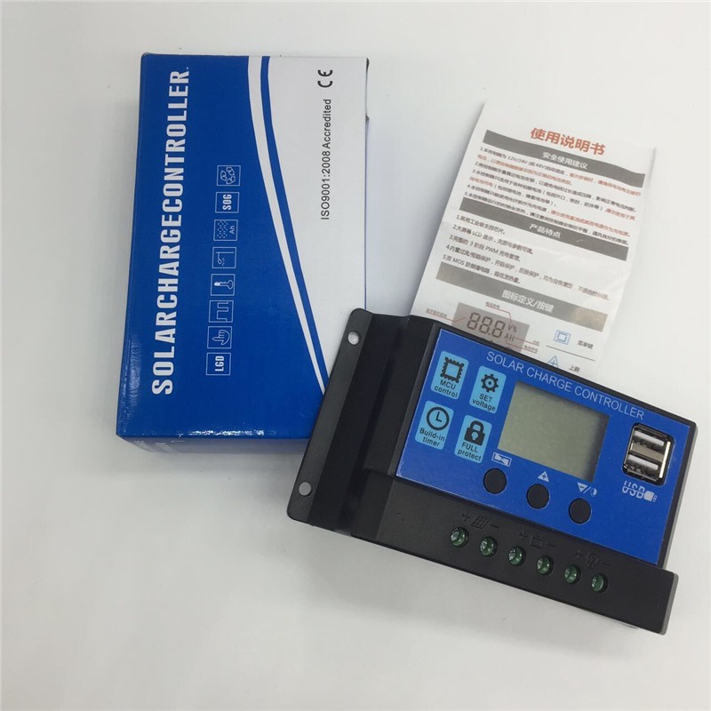 Điều khiển sạc pin năng lượng mặt trời PWM 30A-LCD 12/24V USB