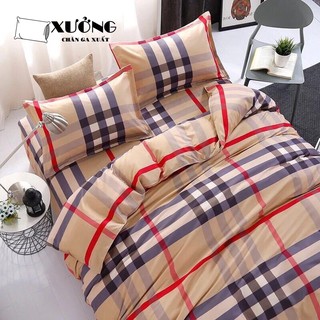 Set chăn ga gối poly cotton kẻ burbery (kèm ảnh cận chất)
