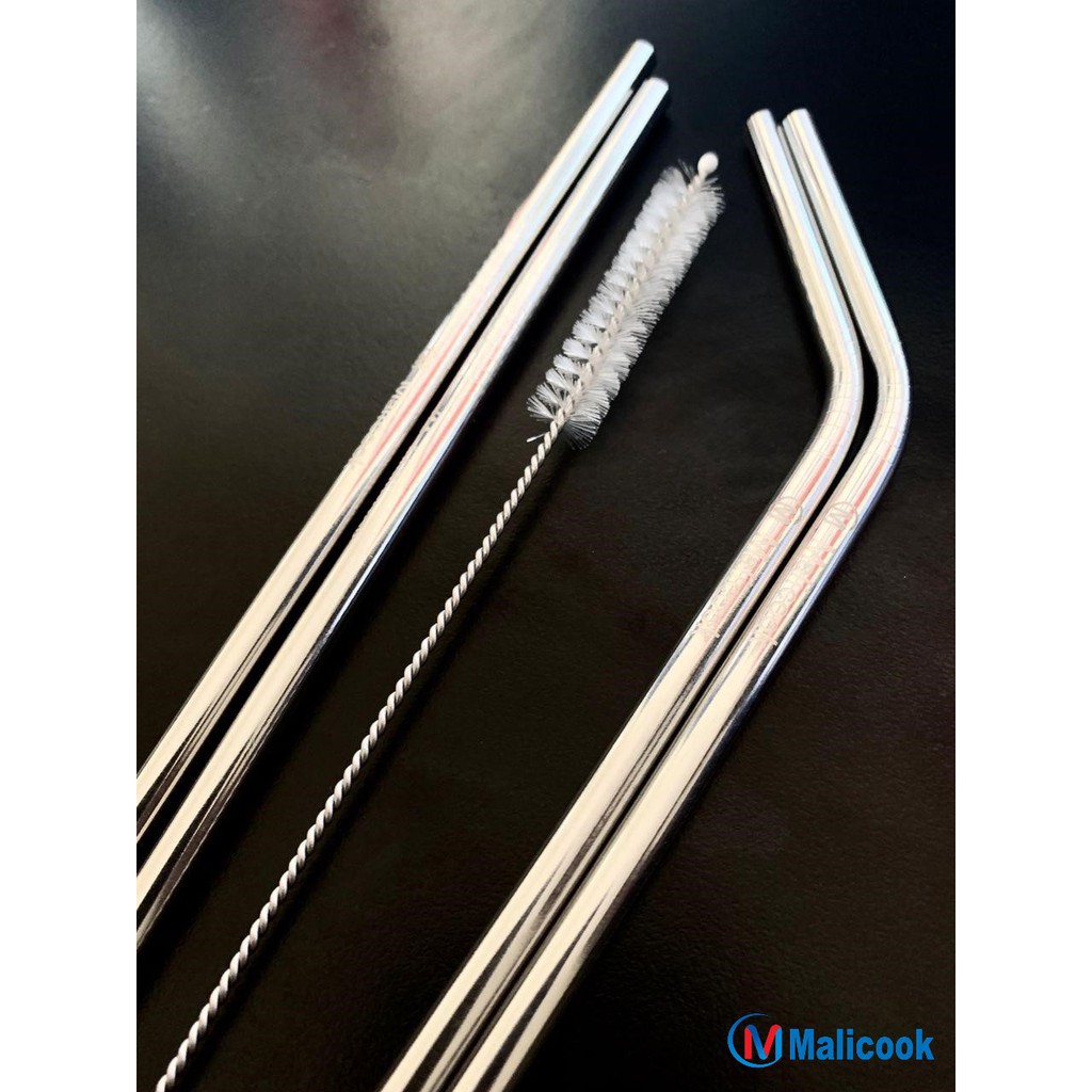 Bộ ống hút Inox [SIÊU SALE 1K] 304 cao cấp  Malicook bộ ống hút thằng + cong + 1 cọ rửa | BigBuy360 - bigbuy360.vn