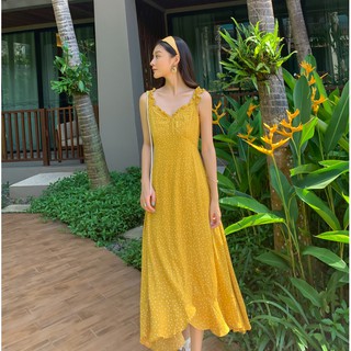 Váy Đầm maxi vàng bi nhí cao cấp - Ảnh Thật- Hàng có sẵn - Hàng Thiết kế QCCC - Váy đẹp, Váy đi chơi, Váy đi biển