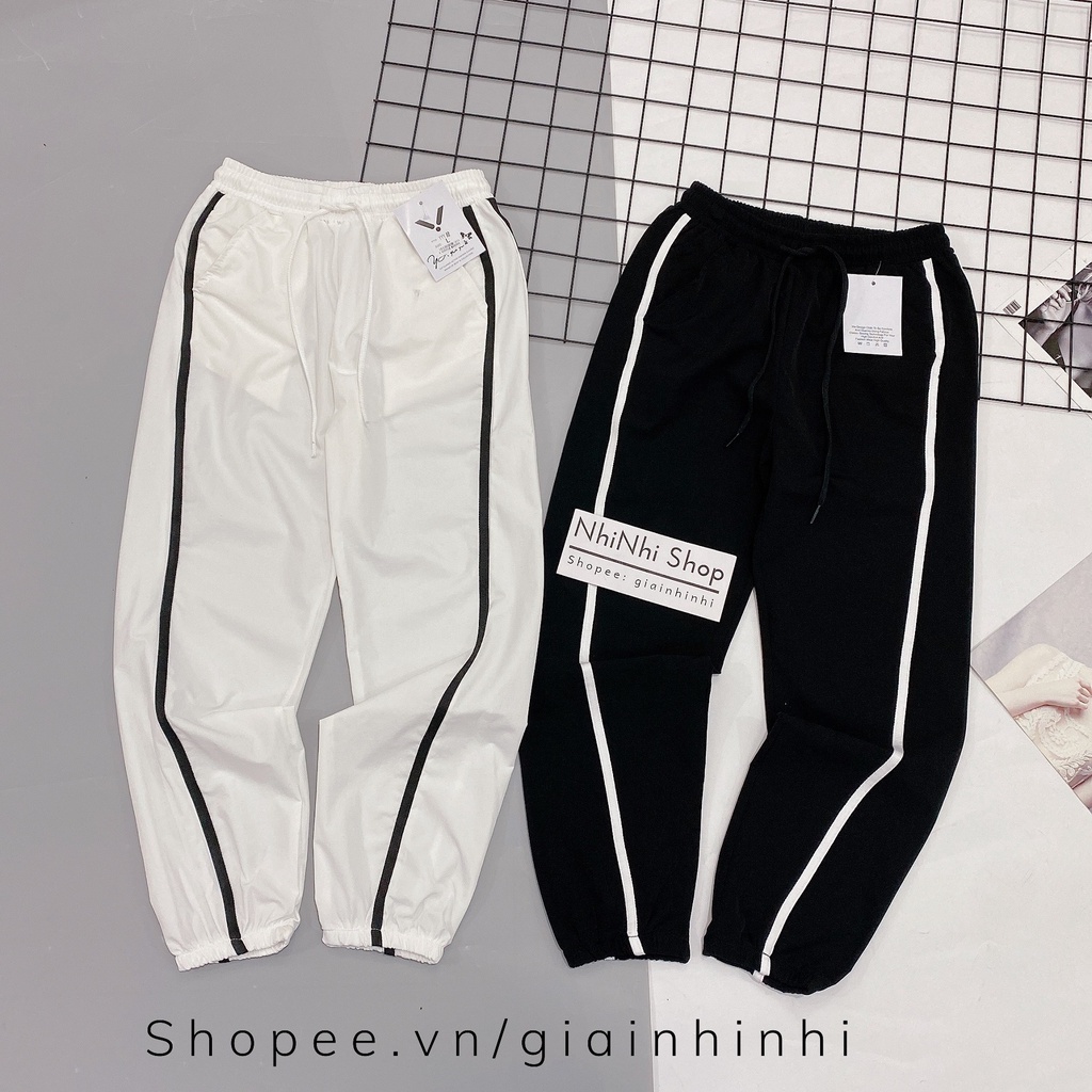 Quần thể thao 1 sọc bo ống siêu mát, Quần dáng bom ống bo cạp chun QS082 - NhiNhi Shop