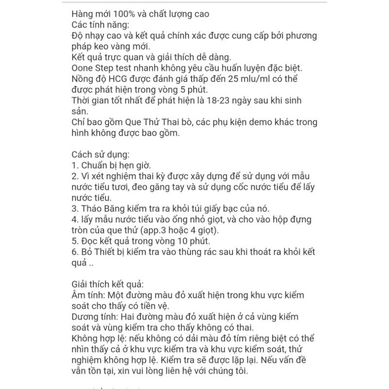 Que thử thai bò, combo 5 cái, chính xác đến 90% - Que thử thai bò phát hiện mang thai nhanh chóng, chính xác cao