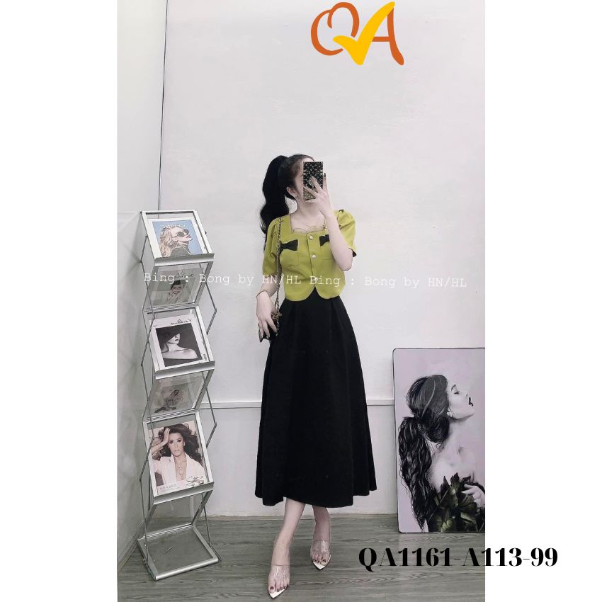 Set Váy nữ Quocanh dạo phố, công sở, chân váy phối với áo vest tay ngắn, Set bộ nữ đẹp sang chảnh
