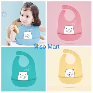 Yếm Ăn Dặm Cho Bé Silicone Có Máng, Yếm Ăn Dặm Silicon Có Máng Siêu Nhẹ Đáng Yêu Cho Bé