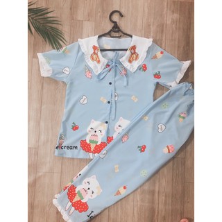 Đồ bộ tiểu thư lụa hàn size 40-55kg