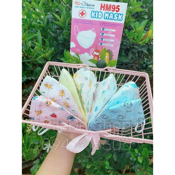 Khẩu Trang Y Tế Trẻ Em N95 (10 Cái/Hộp) HM95  Mẫu Cho Bé Trai, Bé Gái Từ 2-10 Tuổi, Khẩu Trang Hoạ Tiết Ngỗ Nghĩnh