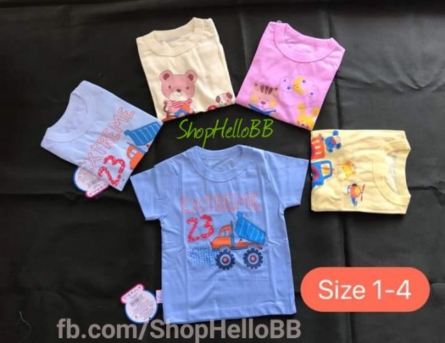 [Hello BB] Size bé 6-35kg Áo cổ viền bo tay ngắn màu Hello B&amp;B | Hellobb - Kiddy and Mommy