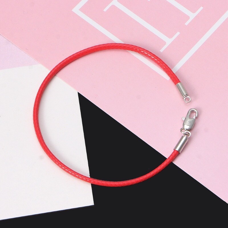 Vòng tay sợi chỉ đỏ dây sáp may mắn khoá inox bền ko gỉ