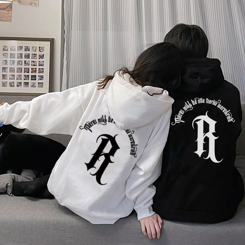 Áo hoodie form rộng mũ 2 lớp tay phồng chất nỉ bông Chữ B ,R  Unisex Chất Nỉ Dày, Áo Nỉ Có Mũ Nam Nữ Cao Cấp