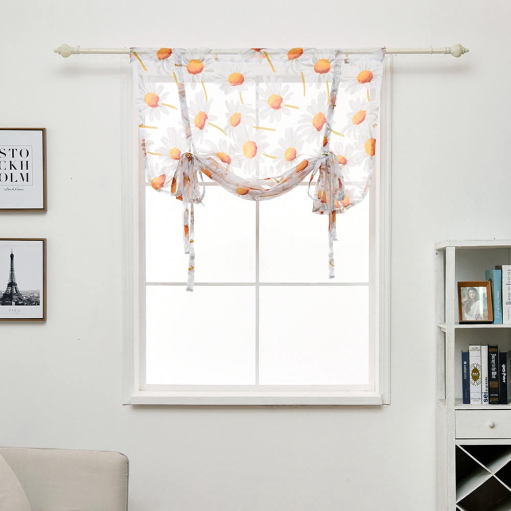 Rèm cửa sổ vải tuyn họa tiết hoa hướng dương thiết kế theo phong cách châu âu