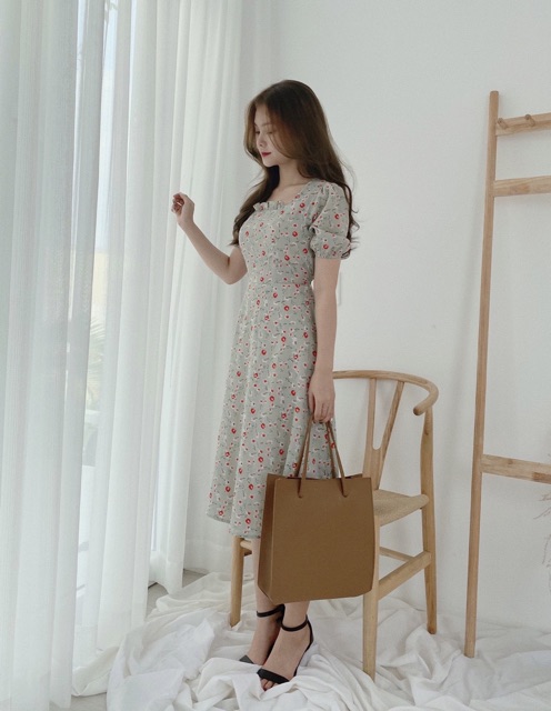 Váy hoa nhí vintage cổ viền bèo tay bồng ngắn tay 🌸 Hàng Quảng Châu | BigBuy360 - bigbuy360.vn
