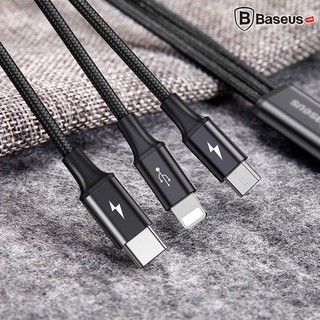 CÁP SẠC BASEUS 3 ĐẦU KẾT NỐI TYPE C, ANDROID VÀ LIGHTNING ( USB TYPE A TO USB TYPE C/ MICRO USB/ LIGHTNING FAST CHARGING