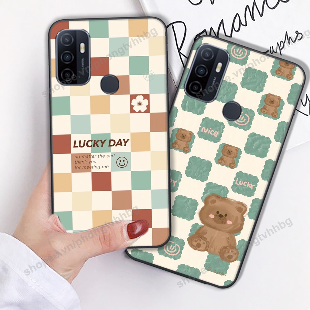 Ốp lưng Oppo A53 trái tim gấu thể thao , smile mặt cười cực cute
