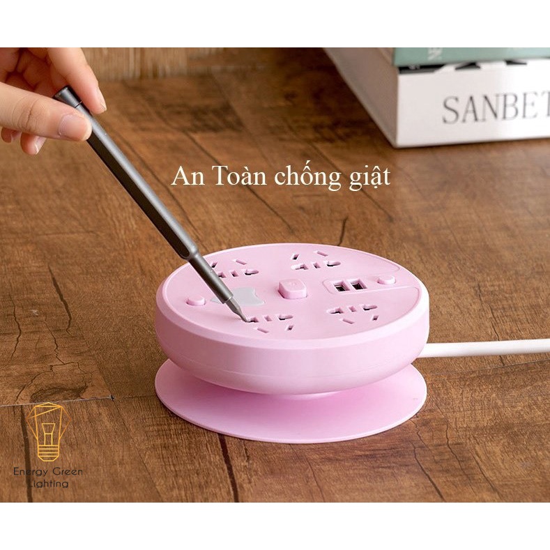 Ổ Cắm Điện Thông Minh Energy Green Lighting   OD-815 - Cuộn Dây Gọn Gàng - Tích Hợp Đèn Led - Dây Điện Dài 2m8