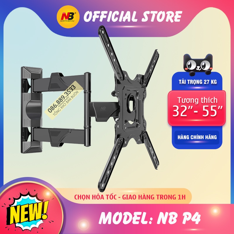 NB P4 / Giá Treo Tivi P4 32 - 55 Inch - GiáTreo Tivi Xoay Góc Tường - Đa Năng Chính Hãng NorthBayou