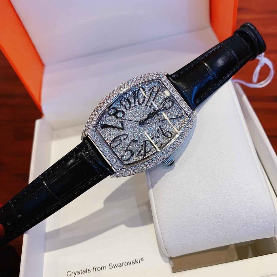 Đồng Hồ Davena Nữ Dây Da Đen 36mm Silver