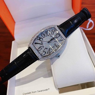 Đồng Hồ Davena Nữ Dây Da Đen 36mm Silver Authentic