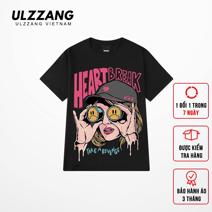 [Mã FAMALLT5 giảm 15% đơn 150k] Áo thun tay lỡ ULZZANG cotton dáng unisex form rộng in hình heart break