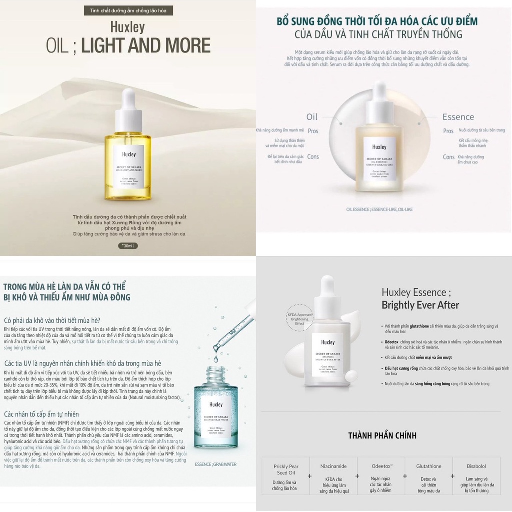 [SALE CẬN DATE 07/23] Bộ 4 serum bestseller từ nhà Huxley Esence Deluxe (Hàn Quốc)