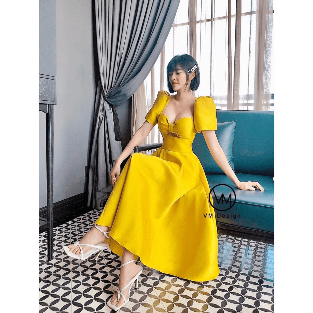 free ship đầm xòe nữ thiết kế tafa dự tiệc sang chảnh cực hot pu hhp fashion