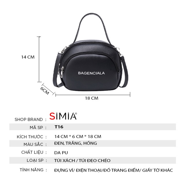 Túi xách nữ đeo chéo đẹp thời trang cao cấp da mềm nhỏ xinh SIMIA T16