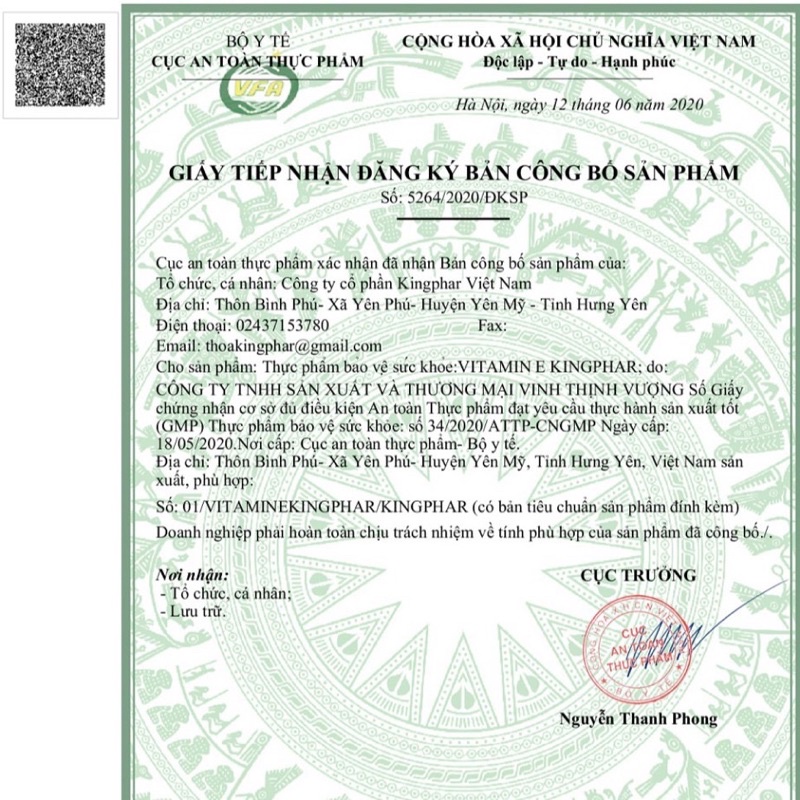 Viên Uống Bổ Sung VITAMIN  E Kingphar Hộp 30 viên – Bí quyết dưỡng da từ sâu bên trong