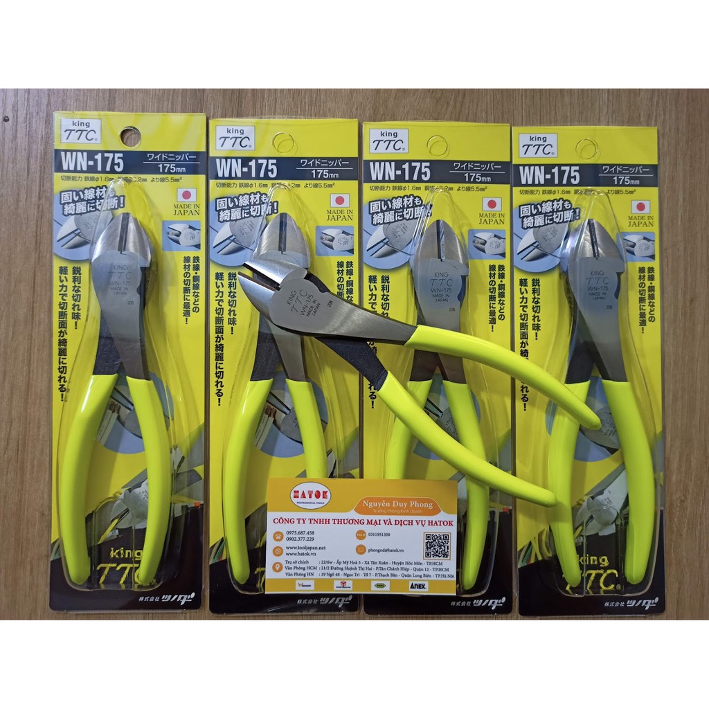 Kìm cắt chéo hàm rộng Tsunoda TTC WN-175 Made In Japan