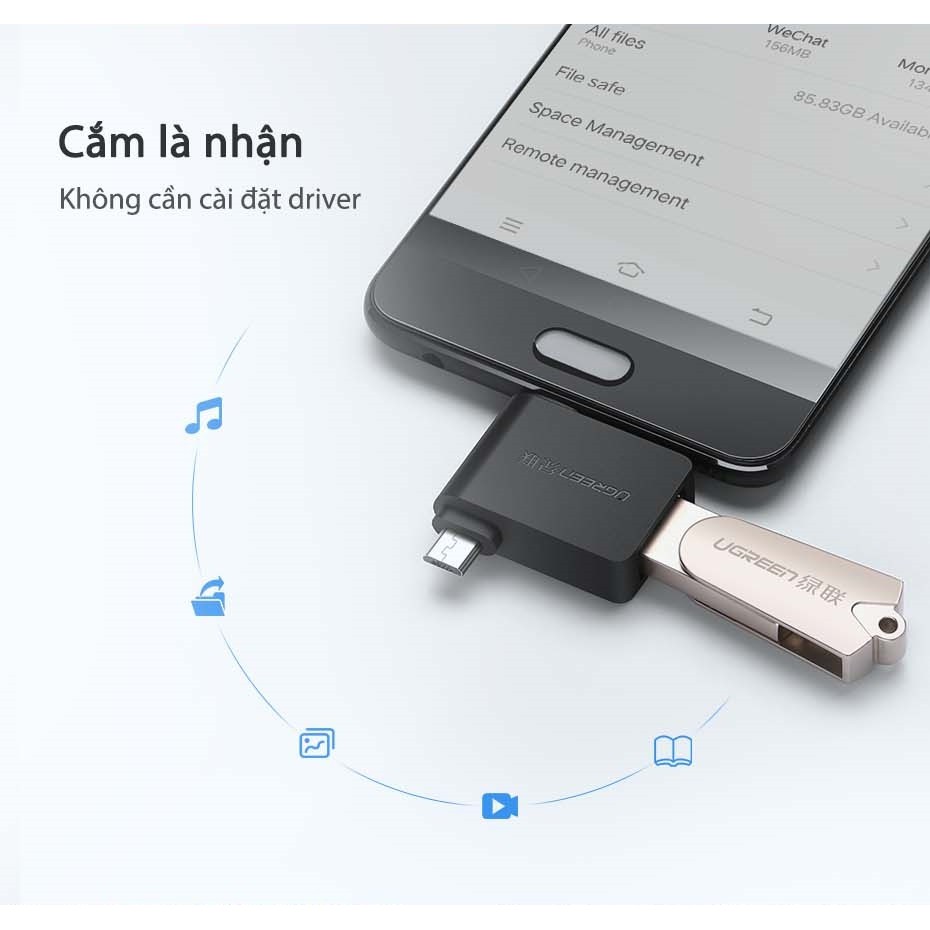 Đầu chuyển Micro USB + USB - C sang USB 3.0 UGREEN 30453