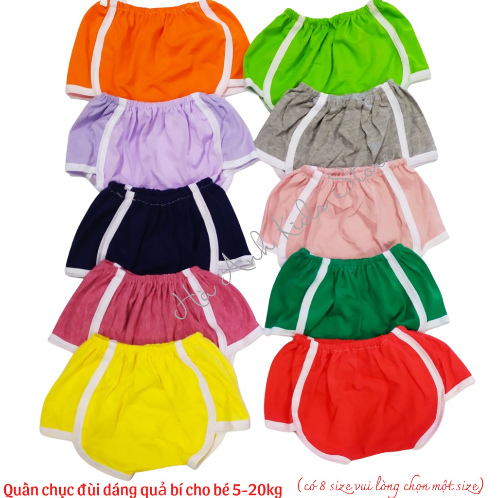 Quần đùi cotton phối viền dáng quả bí xinh xắn cho bé trai, bé gái 5-20kg