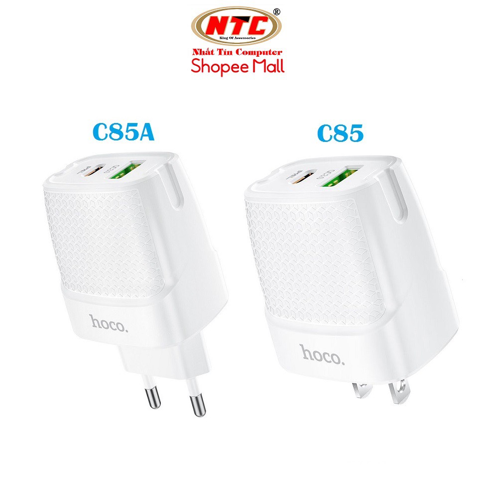 Cốc sạc 2 cổng USB Hoco C85A / C85 QC3.0 và TypeC PD20W (Trắng) - Hãng phân phối chính thức