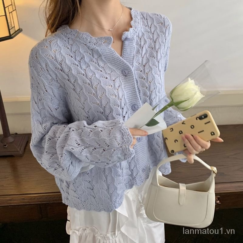 Hollow out Sun Protection Knit Cardigan Women2021Spring and Summer New Korean Casual Loose All-Matching Western Style Air Conditioning Shirt Jacket【15Shipped Within Days】