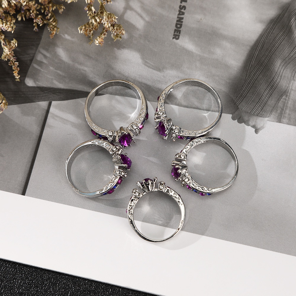 Nhẫn Haimeikang đính đá zircon hình oval phong cách cổ điển thời trang Hàn Quốc