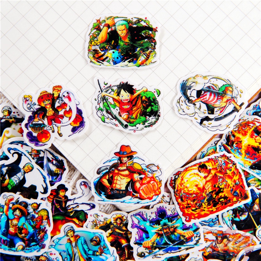 ❤ Miếng Dán Trang Trí Sổ Tay Hình Nhân Vật One Piece Phong Cách Harajuku Q-1 Cho Nam ❤ Bộ 48 Miếng Sticker Dán Trang Trí Album Thủ Công