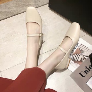 [Order-Ảnh thật hình cuối] Giày búp bê retro Mary Jane đế thấp kiểu Hàn Quốc