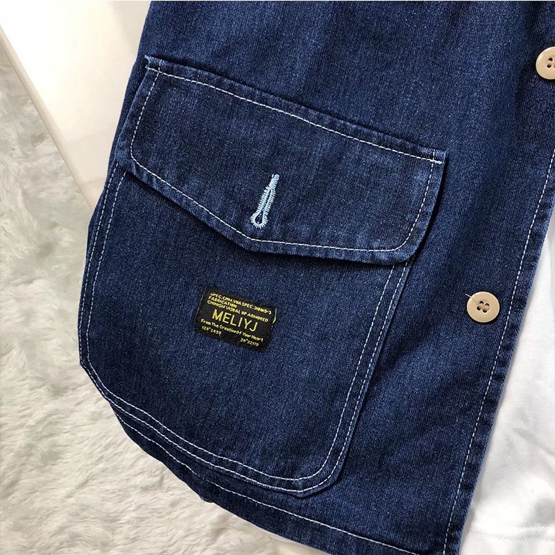 Áo Denim Sát Nách Kiểu Vintage Đơn Giản Thời Trang Cho Nam Và Nữ