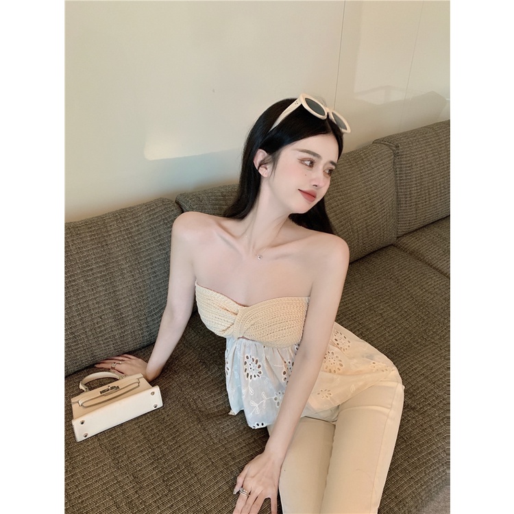 Cocory vn Áo Ống Dệt Kim Hở Lưng Quyến Rũ Thời Trang Mùa Hè Cho Nữ