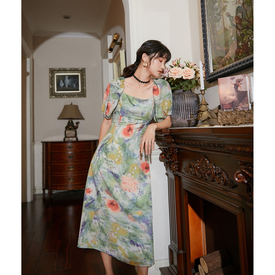 Đầm Màu Tranh Sơn Dầu - MUOJ - Thiết Kế Châu Âu - phong cách Vintage | BigBuy360 - bigbuy360.vn