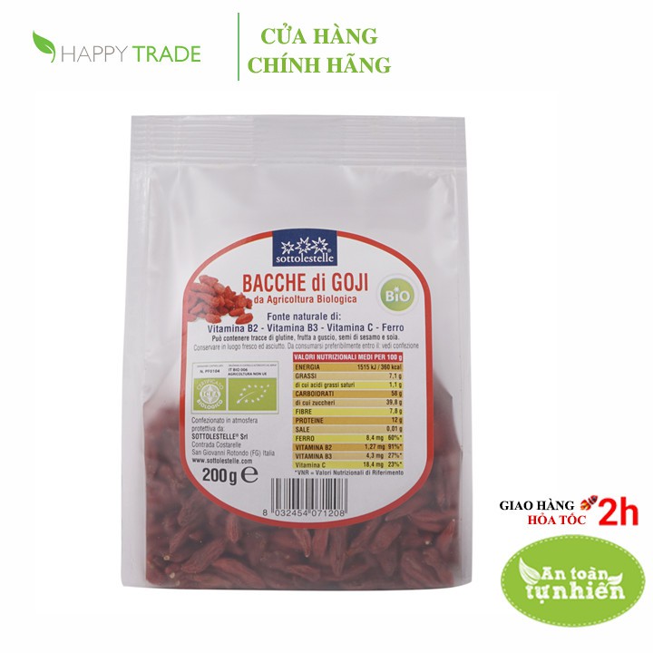 [Mã BMBAU50 giảm 7% đơn 99K] Kỷ Tử Hữu Cơ Organic Goji Berries Sottolestelle 200g