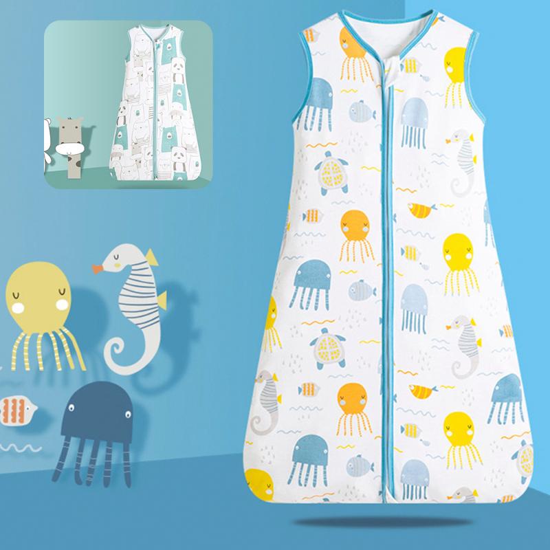 Túi ngủ sát nách khóa kéo đôi in hoạt hình đáng yêu thời trang mùa hè cho bé